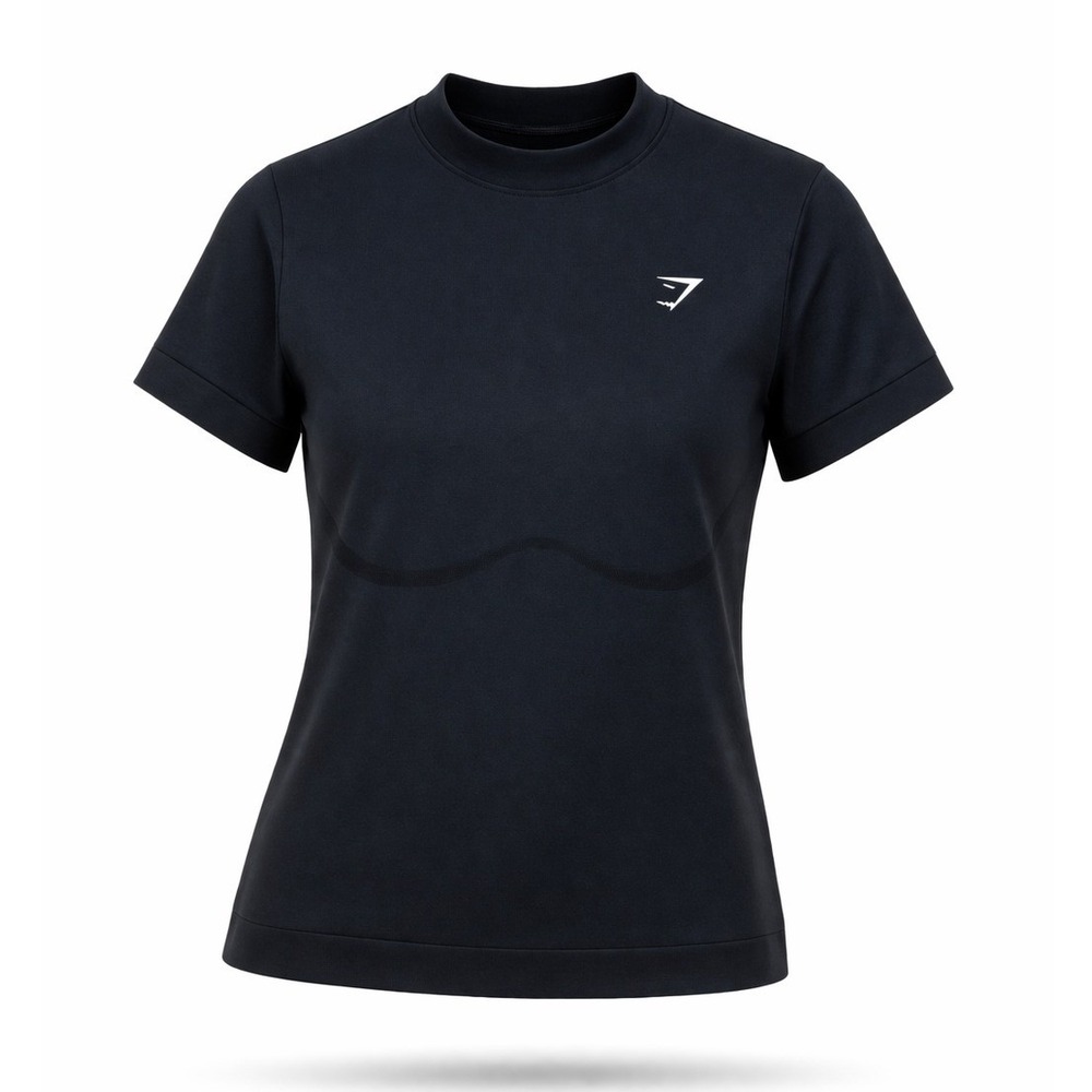 Gymshark Vital Seamless 2.0 Short Sleeve T-Shirt Black Mock Neck Womens Small